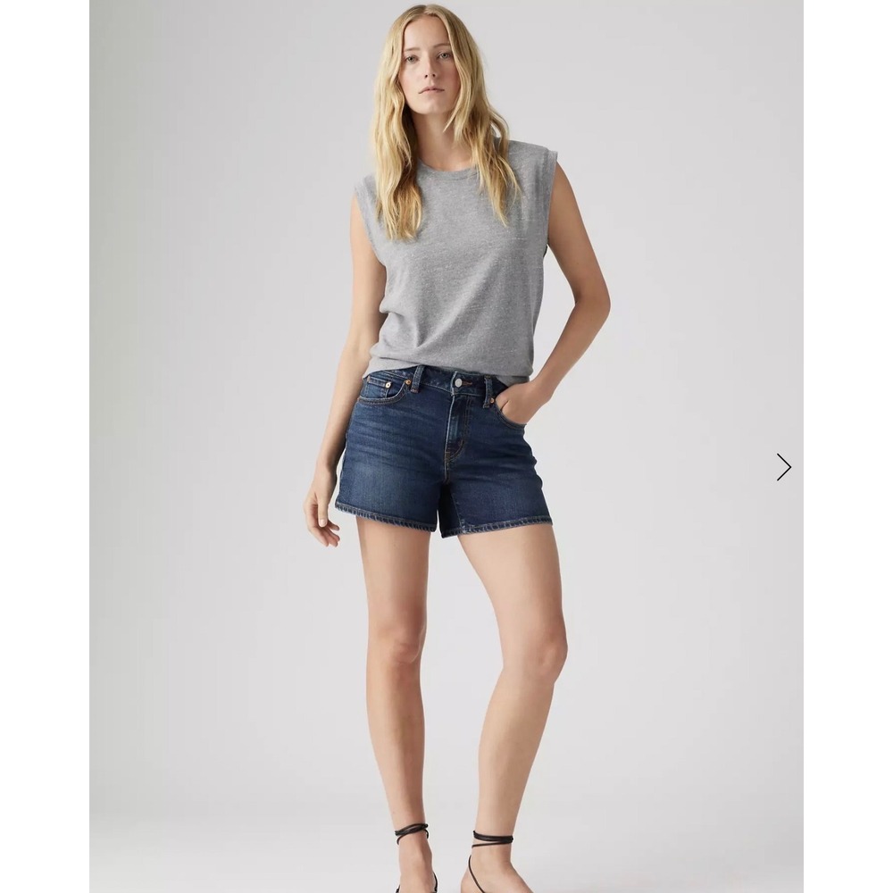 Levis A-Line Shorts Womens 27 Dark Wash Denim High Rise Side Slit 001S4-0002